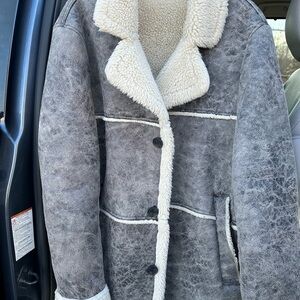 Zara Gray and Cream Teddy Jacket